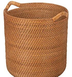 KOUBOO 1060095 Laguna Round Ear Handles, Honey-Brown Rattan Storage Basket