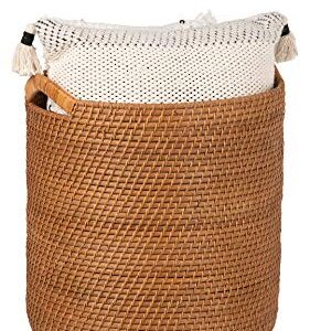 KOUBOO 1060095 Laguna Round Ear Handles, Honey-Brown Rattan Storage Basket