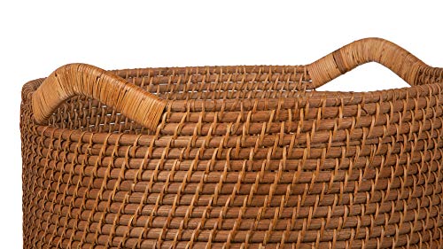 KOUBOO 1060095 Laguna Round Ear Handles, Honey-Brown Rattan Storage Basket