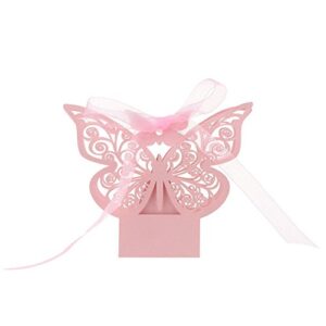 ponatia 50 Pack Laser Cut Butterfly Wedding Favour Box With Organza Ribbon Birthday Party Candy Boxes