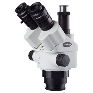 amscope - 7x-45x simul-focal trinocular zoom stereo microscope head - sm745ntp