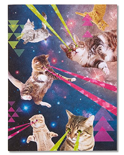 American Greetings Funny Blank Card (Outer Space Laser Cats)