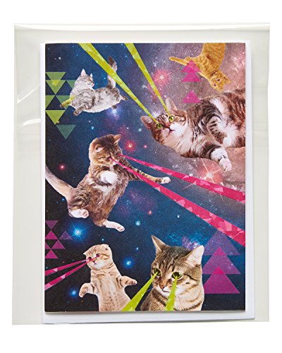 American Greetings Funny Blank Card (Outer Space Laser Cats)