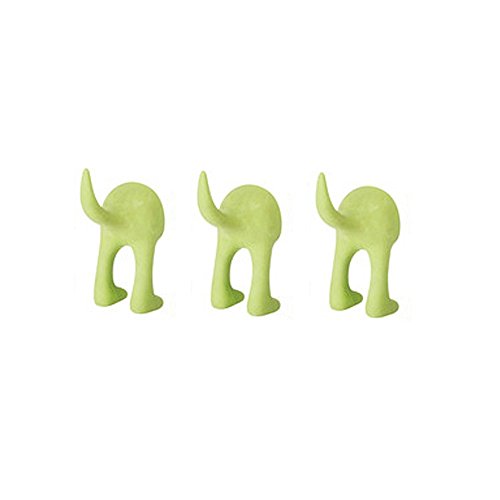 Ikea Set of 3 Dog Tail Hooks Hat Coat Key Wall Mounted Hanger (Green)