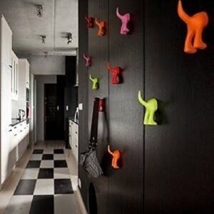 Ikea Set of 3 Dog Tail Hooks Hat Coat Key Wall Mounted Hanger (Orange)