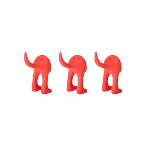 ikea set of 3 dog tail hooks hat coat key wall mounted hanger (red)