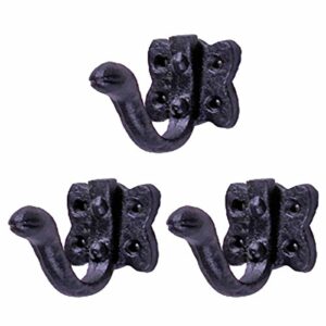 renovators supply black cast iron wall hook decorative elephant trunk style coat robe single hook entry way hat or jacket hanger wall mount rust resistant powder coated hook with hardware pack of 3