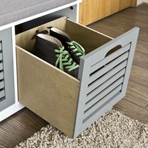 Haotian FSR23-HG, Storage Bench with 3 Drawers & Padded Seat Cushion, Hallway Bench Shoe Cabinet Shoe Bench