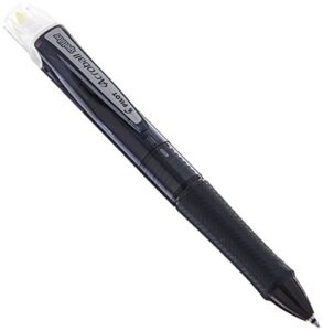 pilot bkas-60f-cby 3 color acro ballpoint pen with highlighter acroball spotliter, black/red/blue ink, clear black body with yellow highlighter