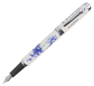 abcsea blue and white porcelain series fountain pen, genuine ceramic w/ chinese painting - bamboo