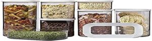mepal, modula 7 piece food storage box set for cereal or pasta with 3 transparent lids, airtight, bpa free, 1 set