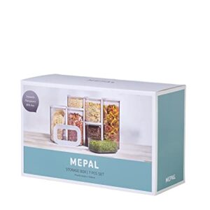 MEPAL, MODULA 7 Piece Food Storage Box Set for Cereal or Pasta with 3 Transparent Lids, Airtight, BPA Free, 1 Set