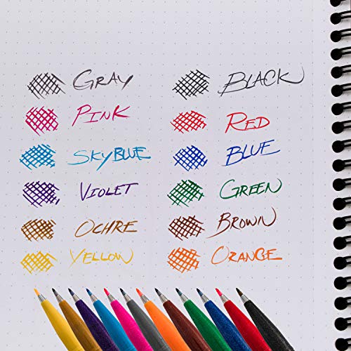 Pentel Arts Sign Pen Touch, Fude Brush Tip, Black/Grey/Sepia Pack of 3 (SES15PABP3M)