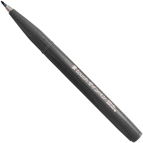 Pentel Arts Sign Pen Touch, Fude Brush Tip, Black/Grey/Sepia Pack of 3 (SES15PABP3M)