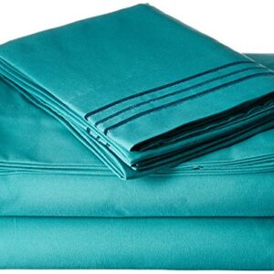 MattRest Luxury Silky-Soft 1800 Series Premium Collection - Wrinkle-Free 4-Piece Bed Sheet Set, Deep Pocket up to 16 inch, Queen Turquoise
