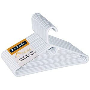 1inthehome heavy duty white hangers tubular plastic hangers, set of 24 (heavy duty)