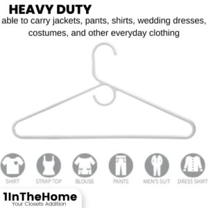 1InTheHome Heavy Duty White Hangers Tubular Plastic Hangers, Set of 24 (Heavy Duty)