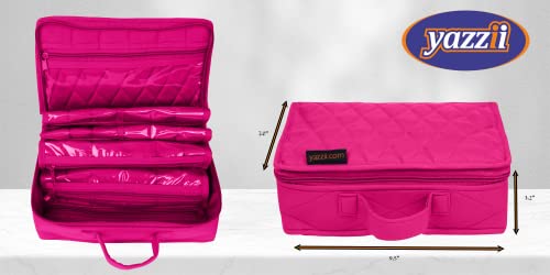 Yazzii Original Craft Organizer Tote Bag - Portable Storage Bag Organizer - Multipurpose Storage Organizer for Crafts, Cosmetics & Jewelry. Fuchsia