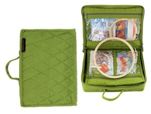 yazzii original craft organizer tote bag - portable storage bag organizer - multipurpose storage organizer for crafts, cosmetics & jewelry. green