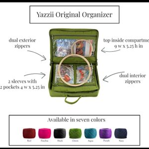 Yazzii Original Craft Organizer Tote Bag - Portable Storage Bag Organizer - Multipurpose Storage Organizer for Crafts, Cosmetics & Jewelry. Green