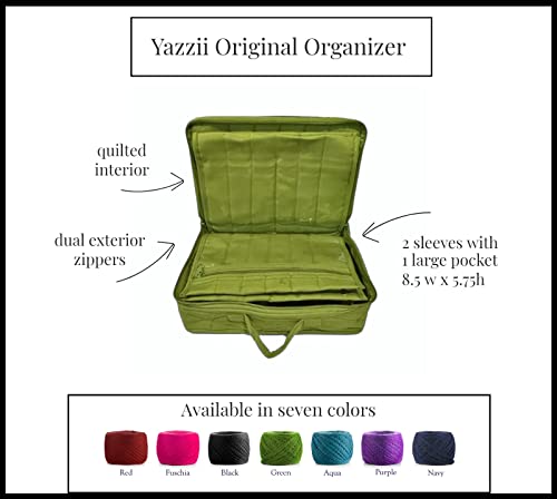 Yazzii Original Craft Organizer Tote Bag - Portable Storage Bag Organizer - Multipurpose Storage Organizer for Crafts, Cosmetics & Jewelry. Green