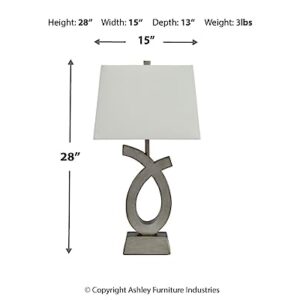 Signature Design by Ashley Amayeta Modern 28" Art Sculptured Design Table Lamp, 2 Count, Silver