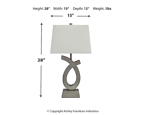 Signature Design by Ashley Amayeta Modern 28" Art Sculptured Design Table Lamp, 2 Count, Silver
