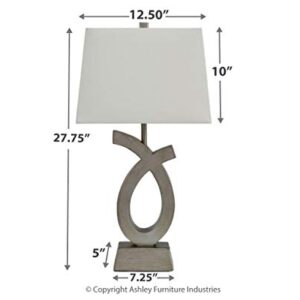 Signature Design by Ashley Amayeta Modern 28" Art Sculptured Design Table Lamp, 2 Count, Silver