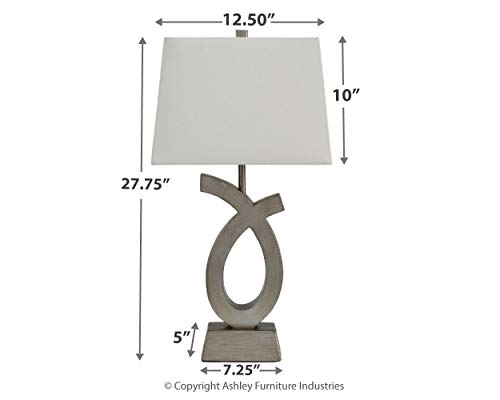 Signature Design by Ashley Amayeta Modern 28" Art Sculptured Design Table Lamp, 2 Count, Silver