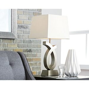 Signature Design by Ashley Amayeta Modern 28" Art Sculptured Design Table Lamp, 2 Count, Silver