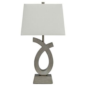 Signature Design by Ashley Amayeta Modern 28" Art Sculptured Design Table Lamp, 2 Count, Silver