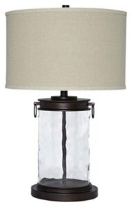 signature design by ashley tailynn modern 25.25" glass table lamp with hardback shade, clear