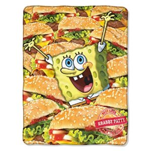 nickelodeon's spongebob squarepants, "mass patties" micro raschel throw blanket, 46" x 60", multi color
