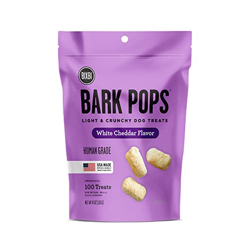 BIXBI Bark Pops, White Cheddar (4 oz, 1 Pouch) - Crunchy Small Training Treats for Dogs - Wheat Free and Low Calorie Dog Treats, Flavorful Healthy and All Natural Dog Treats