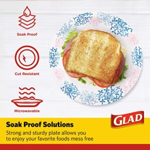 Glad Round Disposable Paper Plates for All Occasions | Soak/ Cut Proof, Microwaveable Heavy Duty Disposable 8.5" Diameter, 50 Count Bulk Plates, Pink Hydrangea