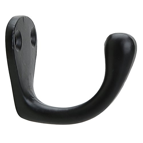 A29 Set of 6 Single Coat Hooks, Heavy Duty Wall Mounted 1 3/4 Inches, Utility Iron Decorative Hat Hook with Easy Installation Hardware, Black Powder Coat Finish