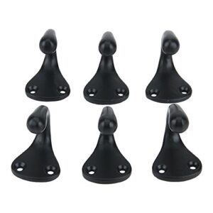 A29 Set of 6 Single Coat Hooks, Heavy Duty Wall Mounted 1 3/4 Inches, Utility Iron Decorative Hat Hook with Easy Installation Hardware, Black Powder Coat Finish