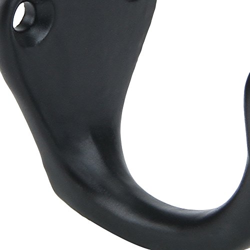 A29 Set of 6 Single Coat Hooks, Heavy Duty Wall Mounted 1 3/4 Inches, Utility Iron Decorative Hat Hook with Easy Installation Hardware, Black Powder Coat Finish