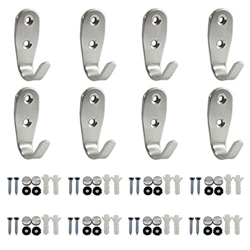 Ulifestar Bathroom Towel Hooks,Heavy Duty Wall Mounted Hooks, Stainless Steel Utility Hooks for Bath Towels Robes Coats Clothes Keys Organizer,8 Pack