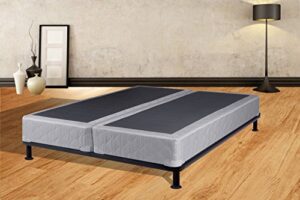 spinal solution 8” fully assembled high profile foundation, durable split wood traditional wooden frame, sturdy bedding mattress box springs, king, white