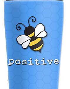 Mugzie brand 20-Ounce Travel Mug with Insulated Wetsuit Cover - Bee Positive