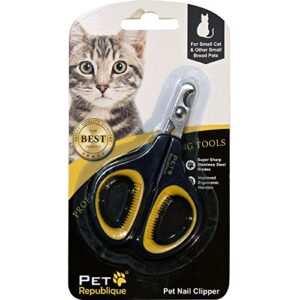 cat nail clipper by pet republique – professional stainless-steel claw clipper trimmer for cats, kittens, hamster, rabbits, birds, & small breed animals