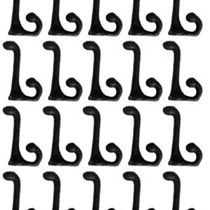 20 Cast Iron Black School Hat Coat Rack Hall Tree Hooks 3 1/4" Length