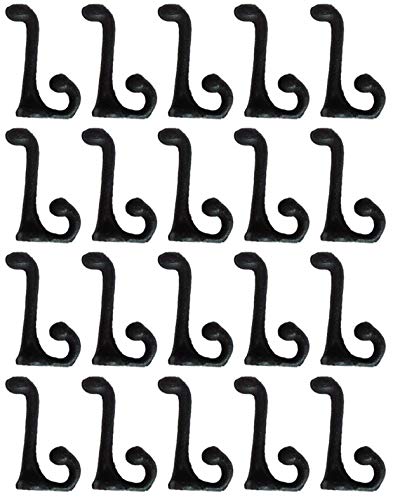 20 Cast Iron Black School Hat Coat Rack Hall Tree Hooks 3 1/4" Length