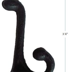 20 Cast Iron Black School Hat Coat Rack Hall Tree Hooks 3 1/4" Length