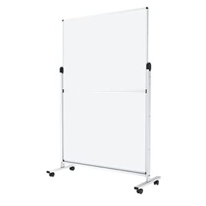 viz-pro mobile room divider/office partition, double-sided magnetic whiteboard 48"wx72"h