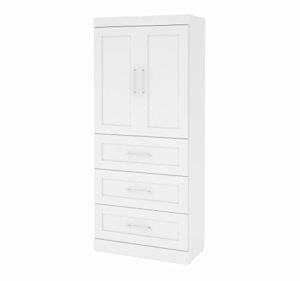 bestar pur wardrobe with 3 drawers in white, 36w