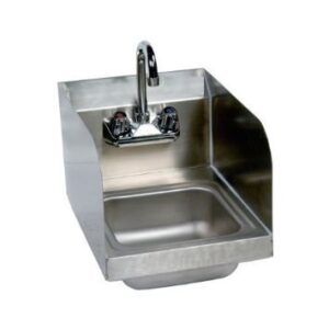stainless steel hand sink with side splash - nsf - commercial equipment 10" x 14"