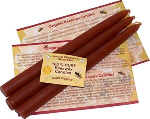 holy land market 100% beeswax 7-hour candles organic hand made, 3/4 inch diameter tappers (set of three candles)