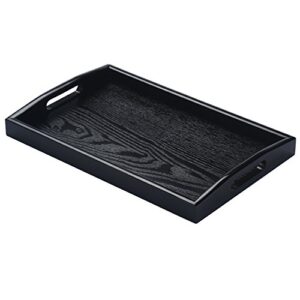 jpcraft rectangle wooden serving tray breakfast tray with handles, black, 14 by 9-inch